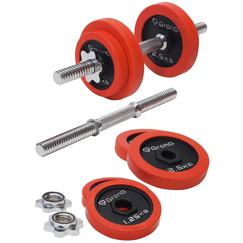 アイアン ダンベル セット プレート シャフト 重量変更可能 ラバーリング セット