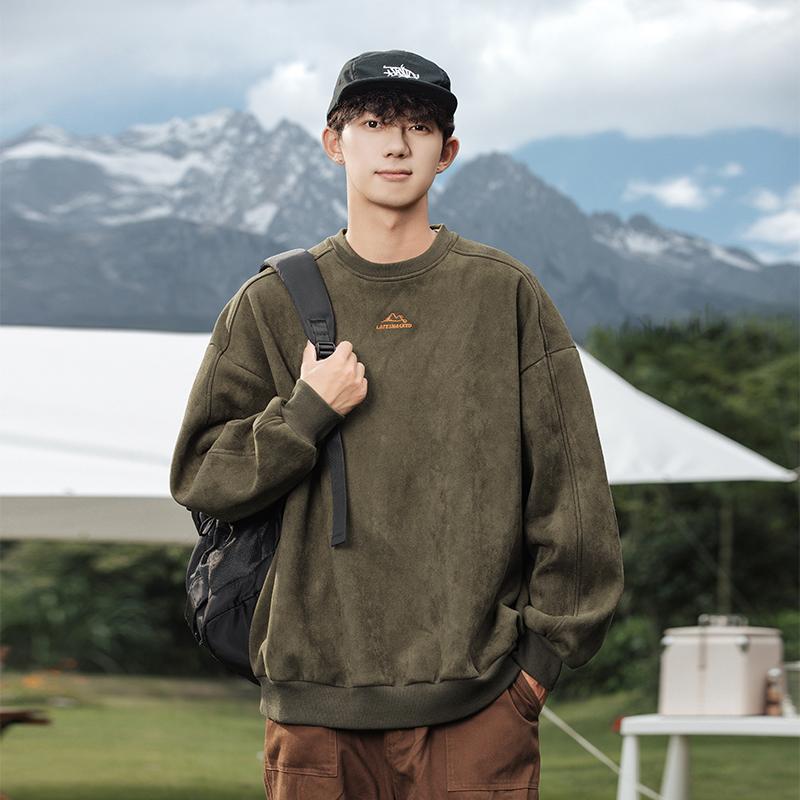 メンズ ファッション 服 オシャレ シンプル 大人 かっこいい 大きいサイズ ストリート 紳士服 ヘビー スエード ラウンドネック セーター 秋 アメリカン レトロ カジュアル トップス