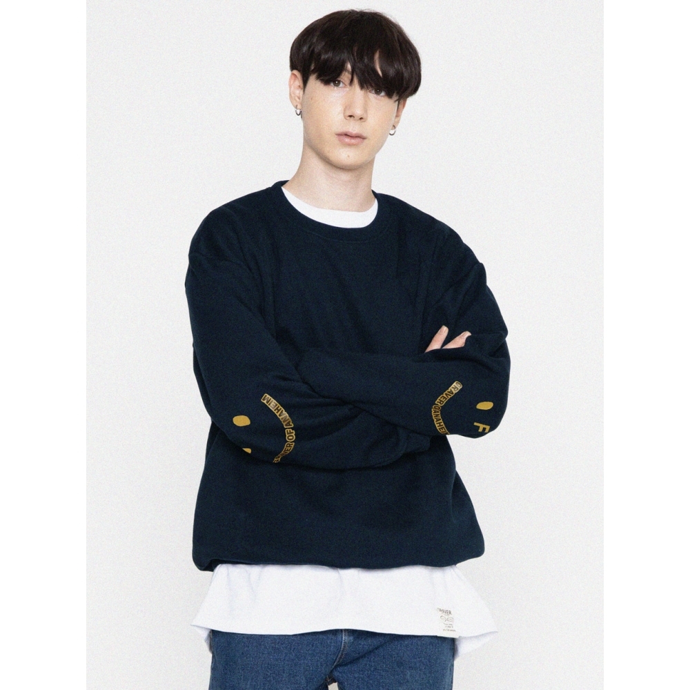 GRAVER エルボー ロゴスマイル マンツーマン ネイビー