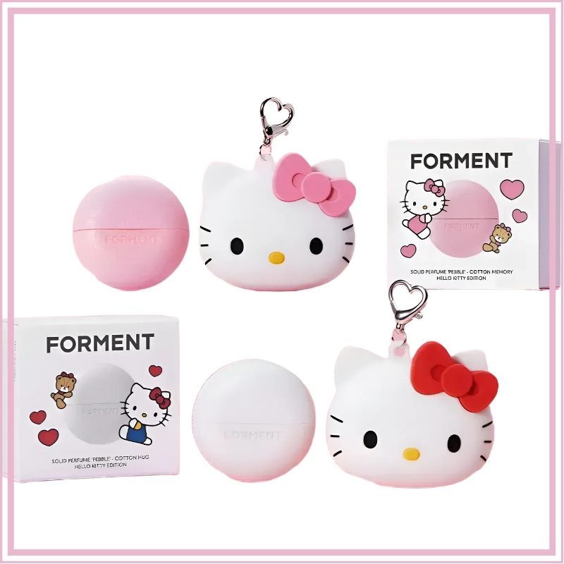 FORMENT フォーメント ソリッドパフューム 練り香水 コットンメモリー コットンハグ ハローキティ限定 キティキーリング付き 持ち運び ふんわり清潔感 ギフト ポケットサイズ べたつきにくい人気