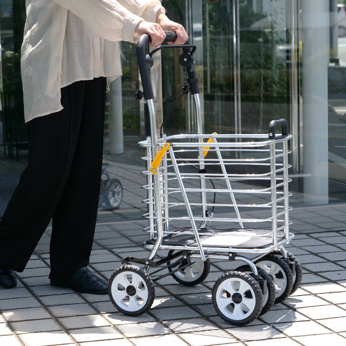 シルバーカー ノーブルワゴン M コンパクト 大容量 カート 歩行器 歩行車 アルミ製 軽量 折りたたみ 歩行補助 介護 高齢者 ショッピングカート 歩行補助車 手押し車 散歩 介護用