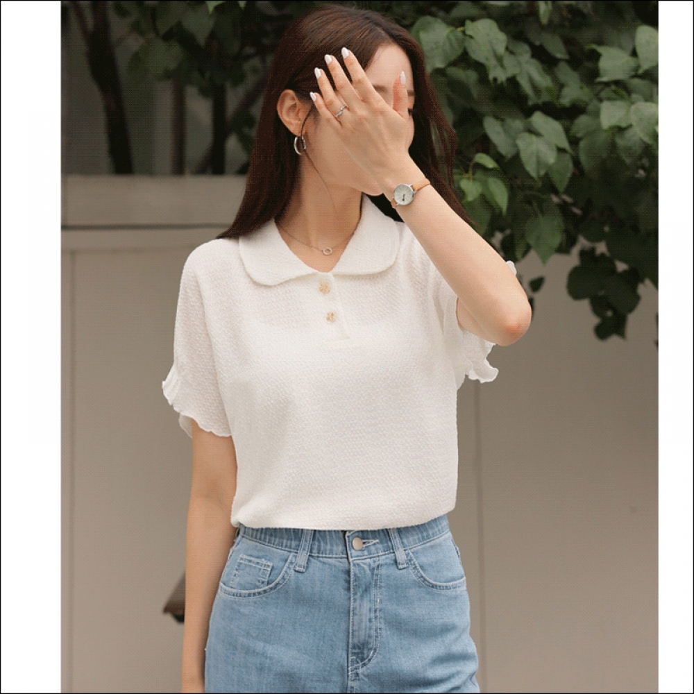 Click & Funny Mearon フリルカラー t シャツ