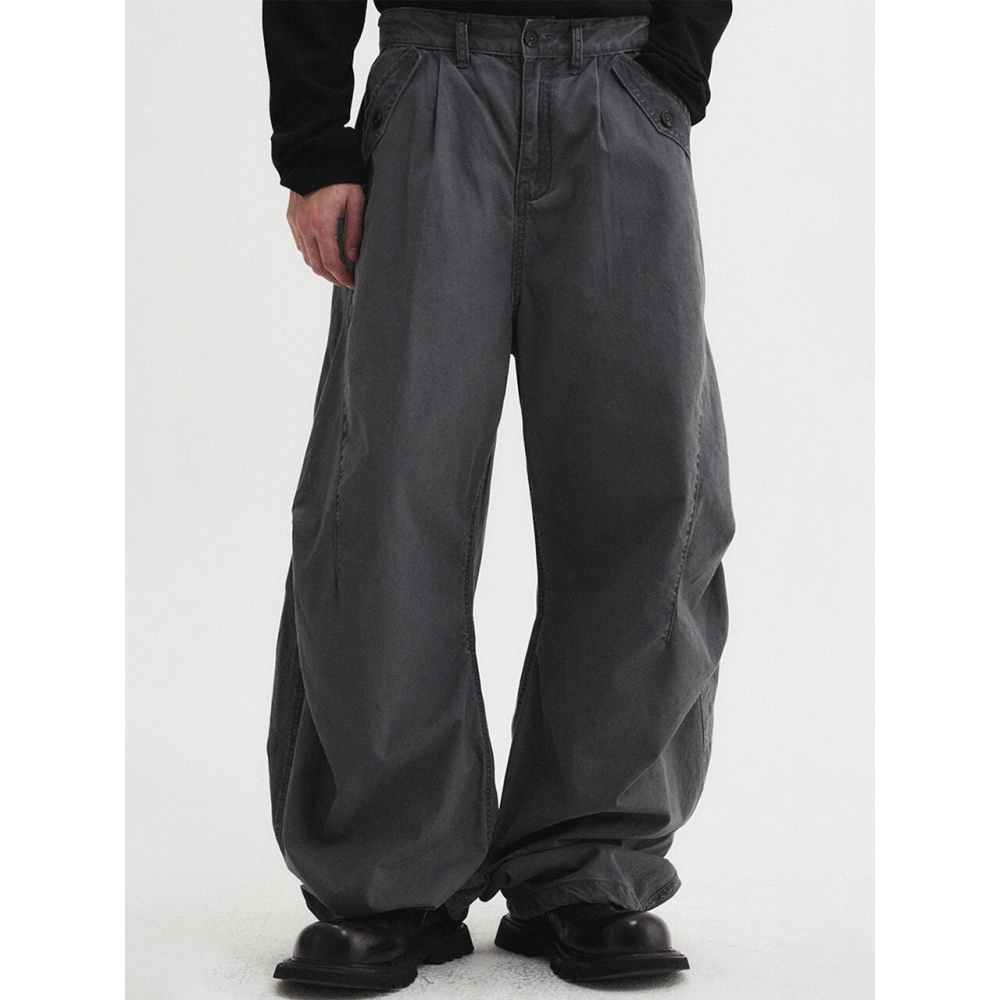 DNSR ガーメントダイドカーブパンツチャコール