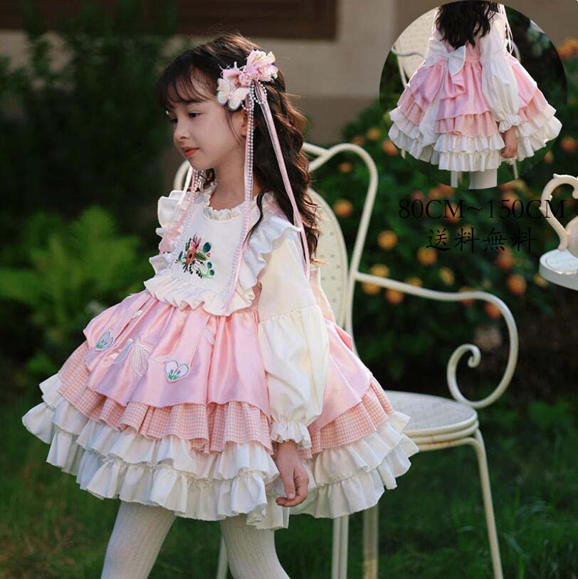 【NEWカラー追加】Lolita 子供ワンピース ロリータ風 女児 イベント 長袖ワンピース 子供服 ワンピース 洋服 子ども服 女の子 可愛い キッズワンピース 礼服 ジュニア フォーマル 子供用
