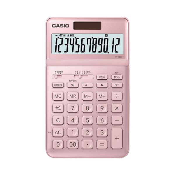 （まとめ）カシオ計算機 デザイン電卓 ピンク JF-S200-PK-N(5セット)
