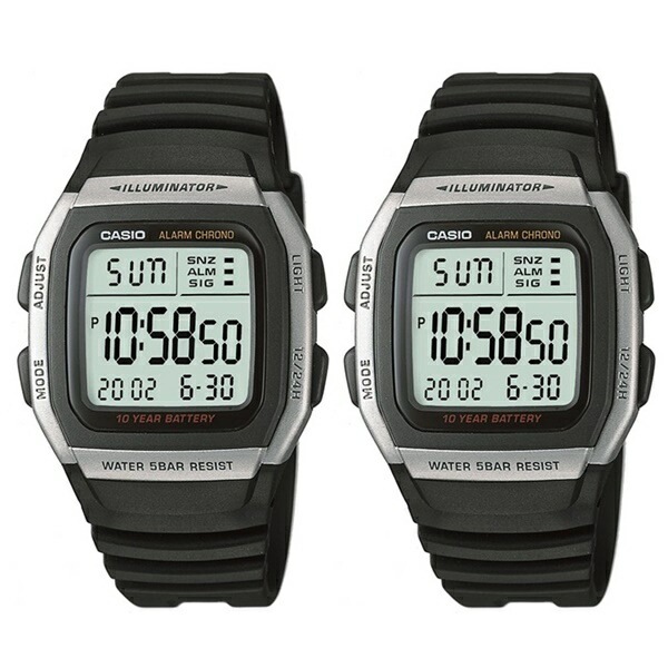 小学生から使える！国内正規品 カシオ お揃い ペアウォッチ 腕時計 手表 見やすい 軽い 防水 チプカシ ライトつき W-96H-1AJHW-96H-1AJH ブランド 誕生日プレゼント ポイント消化