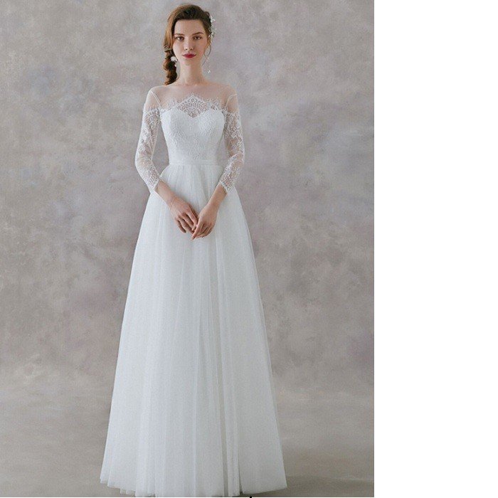 結婚式 安い ウェティグドレス 大きいサイズ ウェティグドレス Aラインドレス 二次会 海外挙式 花嫁 ドレス パーティードレス 袖あり 長袖 前撮り