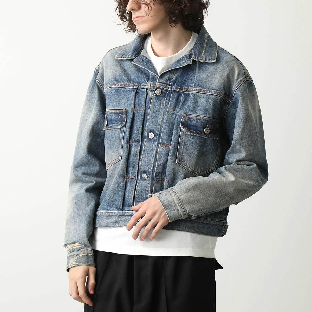 MAISON MARGIELA メゾンマルジェラ デニムジャケット S67AM0058 S30561 メンズ デコルティケ 胸ポケット ブルゾン Gジャン 4ステッチ セットアップ可能 984