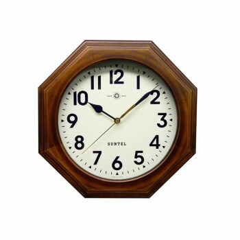 さんてる クォーツ 日本製 天然木レトロ8角掛け時計（アラビア文字）アンティークブラウン QL712_A