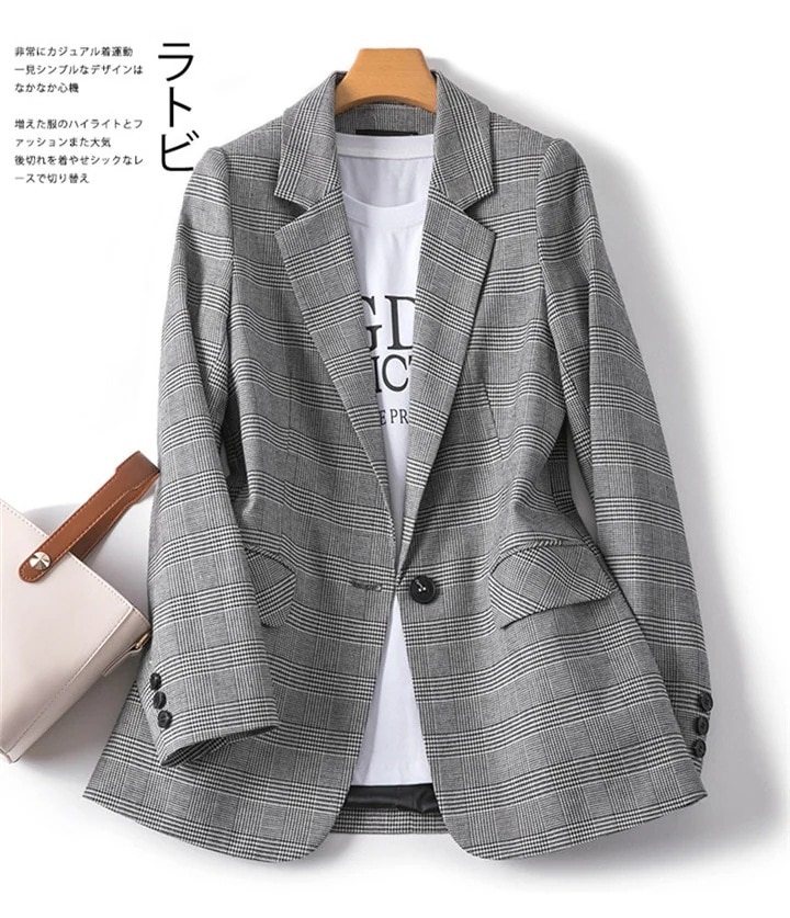 SALE売り切れ次第終了 新作 韓国 エレガント 百掛け チェック柄 トップス ゆったりする カジュアル ファッション 小さい新鮮な ブレザー 女性 コート トレンド