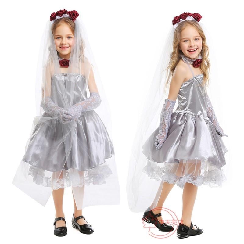 【激安開催！】女子鬼花嫁 キッズ　ハロウィン コスプレ ワンピース衣装　子供用舞台衣装　仮面パーテイーイベント衣装　ステージ服演劇クリスマス