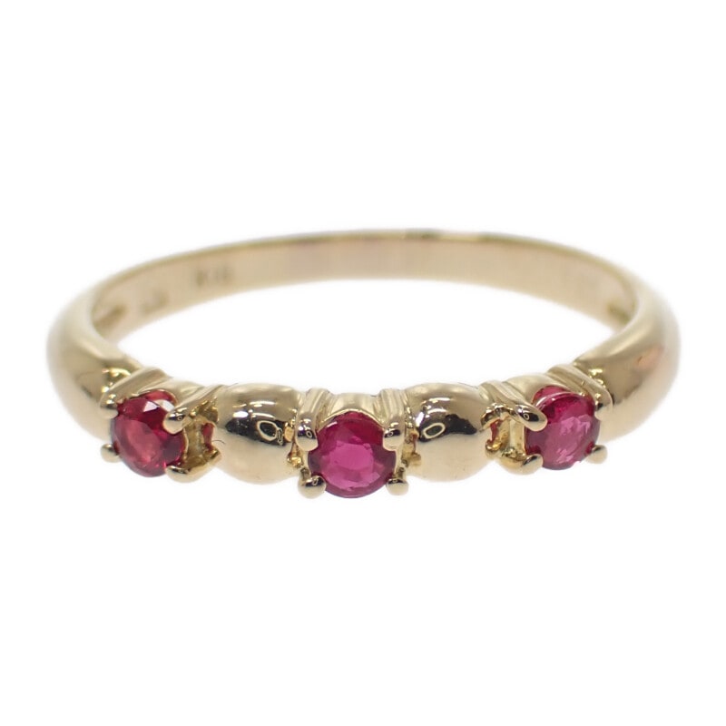 デザインジュエリー リング K18イエローゴールド 16号 ルビー レディース【Aランク】