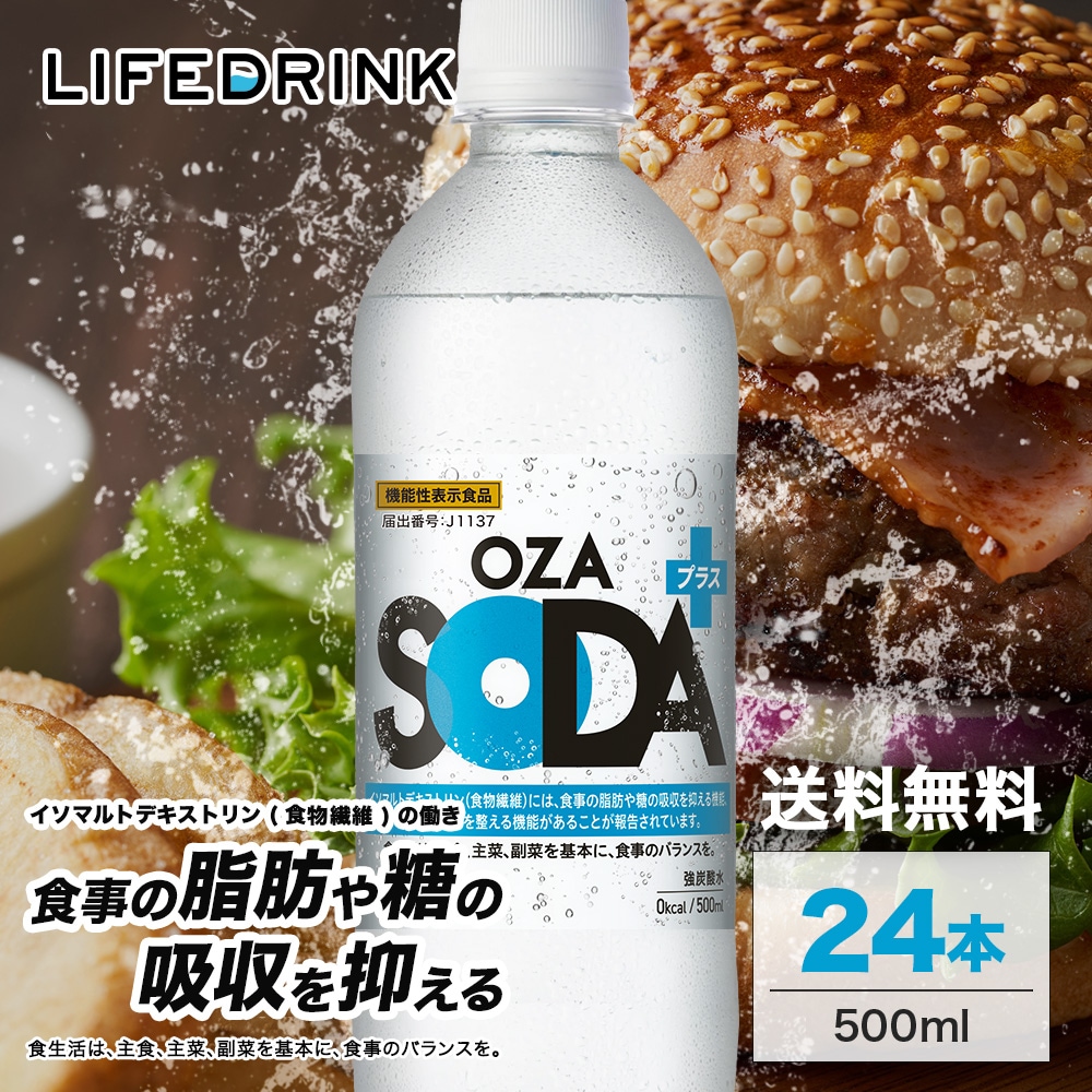 炭水化物大好きページ LIFEDRINK 強炭酸水 シリカ【 OZA SODA 24本 】500ml 送料無料
