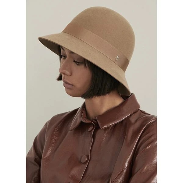 帽子 と同じ日常百合レトロでシンプルなドームキャメルケース色ウールフェルトバケット レディース レトロなドーム式