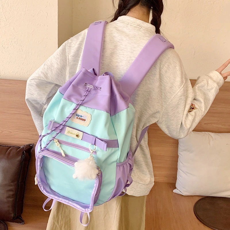 女子リュックサックとファッション大容量痛みは韓国シンプルで可愛い学生キャンパスリュックサックを包みます