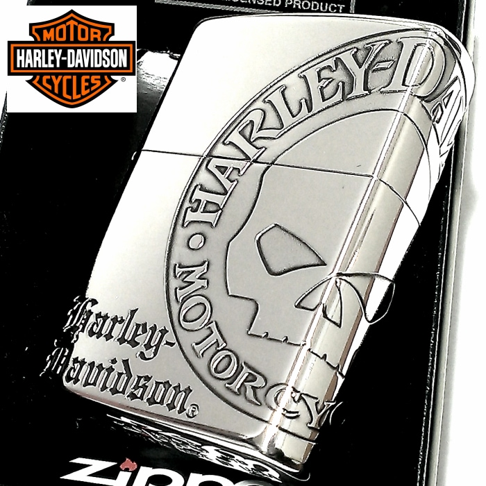 ZIPPO ライター ハーレーダビッドソン ジッポ スカル3面彫刻 シルバー燻し かっこいい ドクロ 日本限定モデルジッポー おしゃれ メンズ ギフト プレゼント