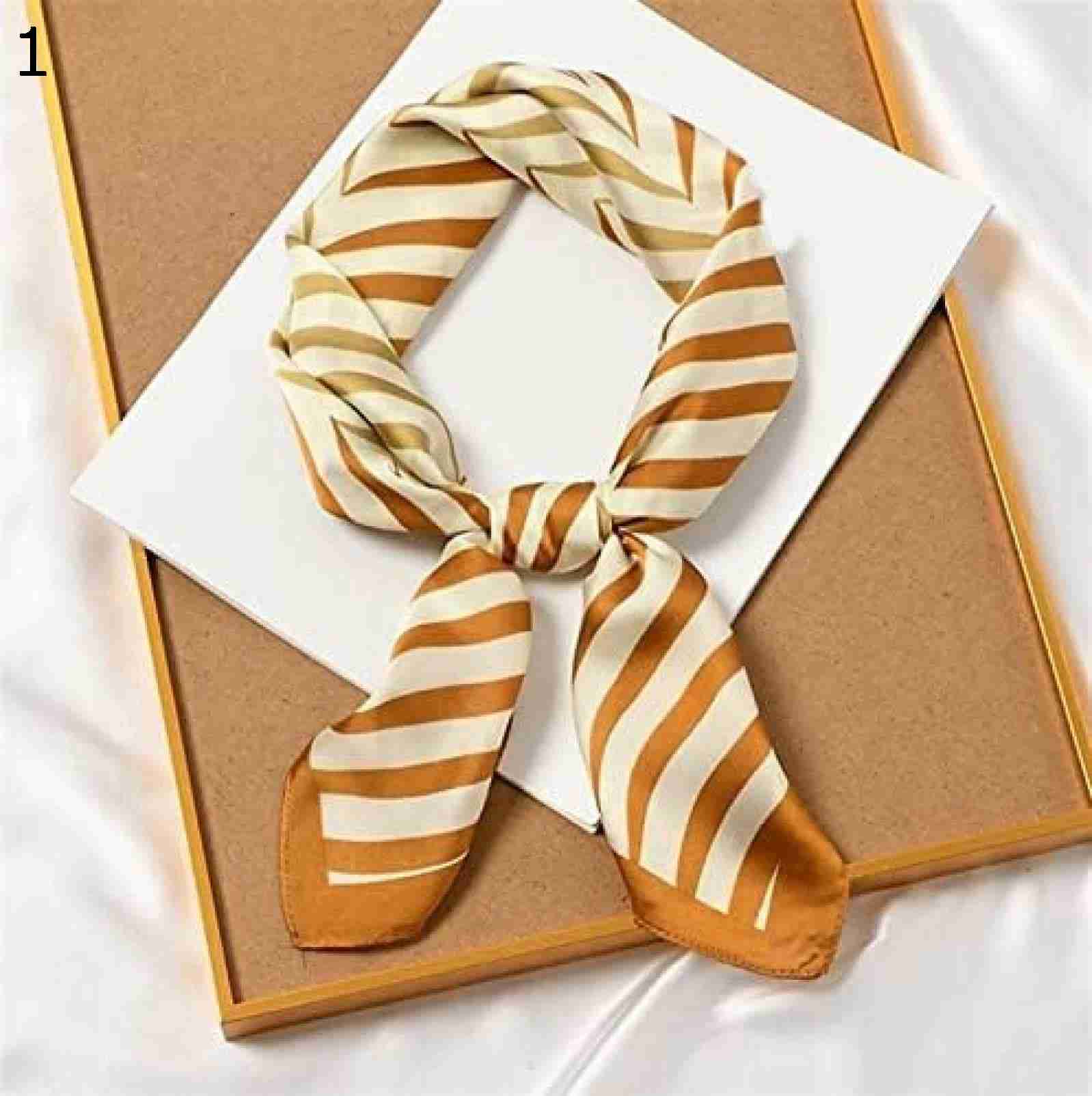 【20%OFFクーポン～】ストライプ プリント レディース 春 秋 スカーフ70CM 女の子 エレガント スモール スクエア 多機能 カジュアル ヘッド 70x70cm) スカーフ (Color