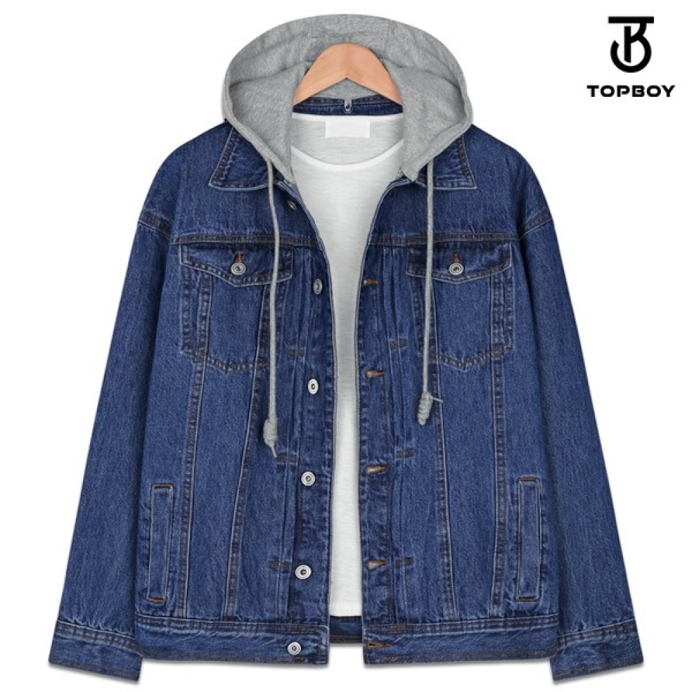 （TOPBOY）デタッチャブルフード付きオーバーフィットジーンズジャケット（JW560）