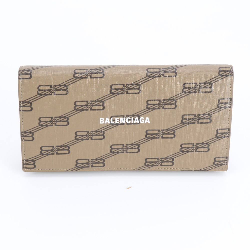 美品 BBモノグラム フラップ ウォレット 650874 レザー×コーティングキャンバス 長財布 長財布 二つ折り ウォレット ラウンドファスナー メンズ レディース RWM DY39-8 中古