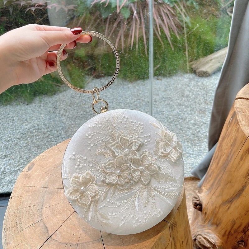 チャイナドレス刺繍バッグオールマッチレトロパールバッグ漢服バッグバンケットバッグハンドバッグ 母の日-0010352