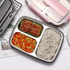 団体購入価格（10個）304ステンレス弁当箱はを分割します韓国食堂の簡単な子供弁当箱箸とスプーンがありません