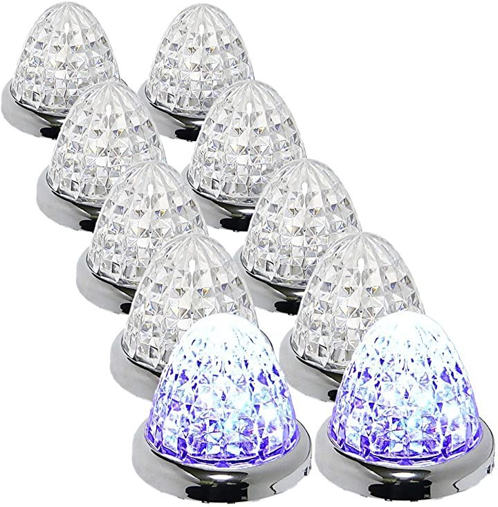 カスタマイズ24V トラック用 LED マーカーランプ サイドマーカー 8面クリスタルカット仕様 16LED 汎用 10個セット パープル(パープル)
