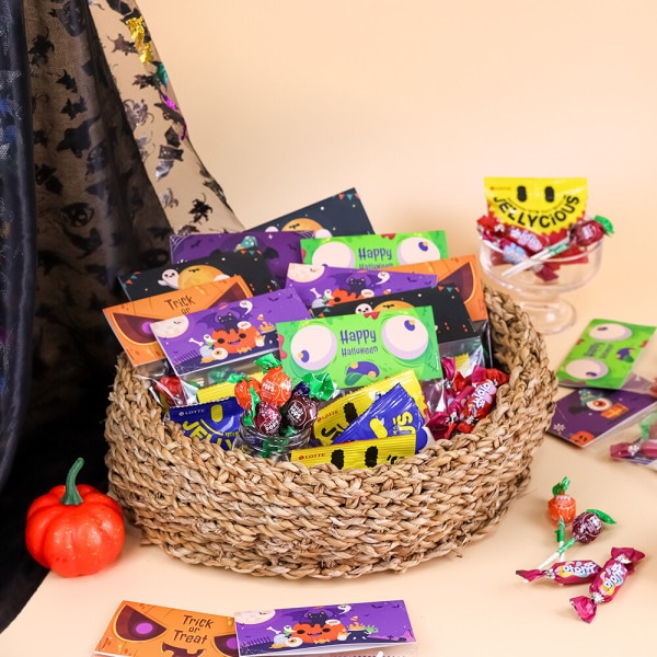 ハロウィンデー お菓子 グディバッグx50個/ 包装プレゼント おやつセット 大量注文