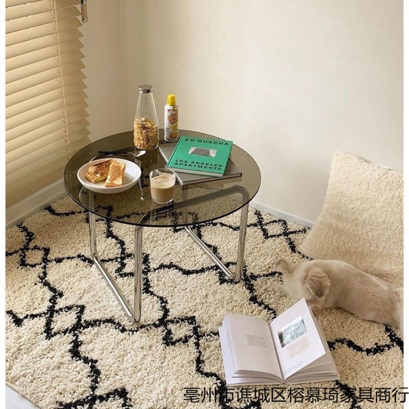 モダンな強化ガラスコーヒーテーブル小さなアパートダイニングテーブルラウンド和風ホームb&b小さなテーブル