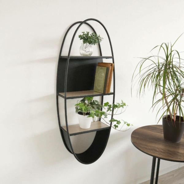 ウォールラック オーバル 飾り棚 壁掛け 飾り ウォールデコレーション モダンアート ナチュラル アンティーク アイアン ボタニカル 幅33cm×高さ87cm