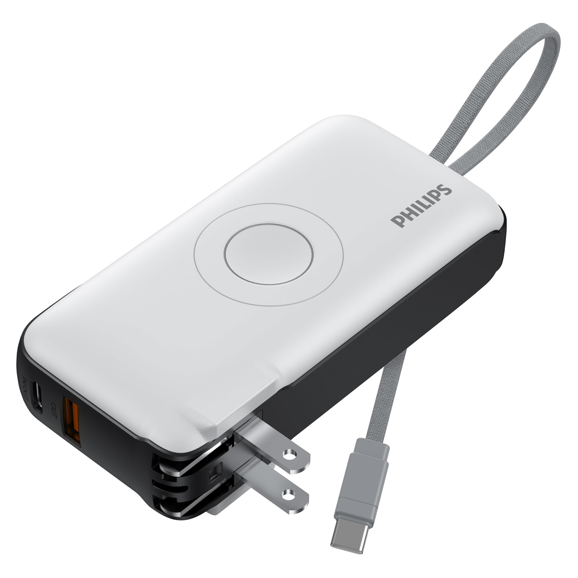 Philips(フィリップス) モバイルバッテリー コンセント一体型 10000mAh Apple Watch対応 アップルウォッチ ACプラグ付き 大容量 携帯充電器 PD 20W出力 4台同時充電