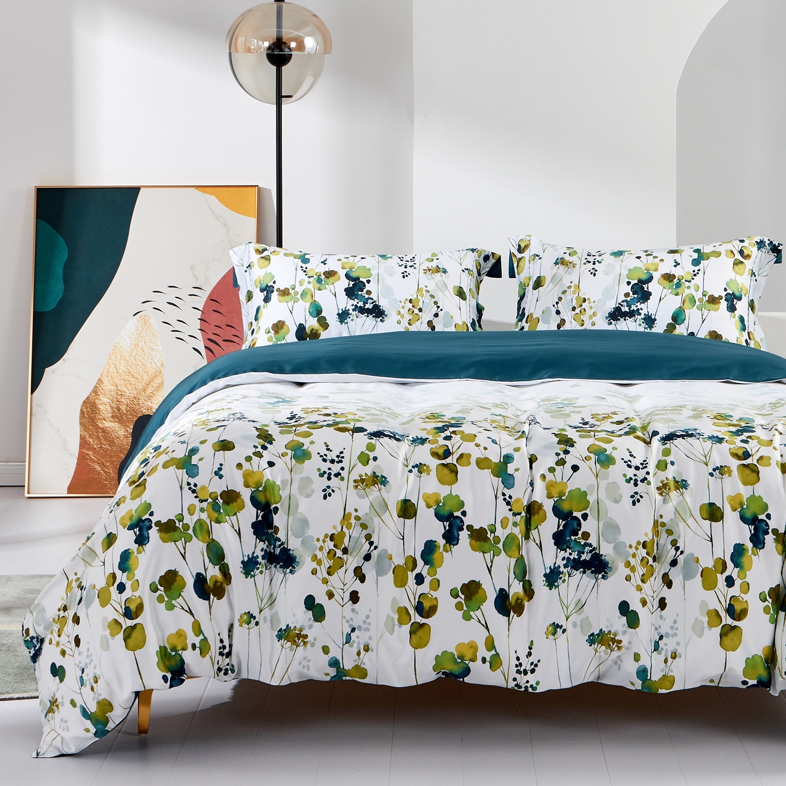 布団カバー シングル 4点セット エジプト超長綿100% Tia サテン調 さらさら肌触り