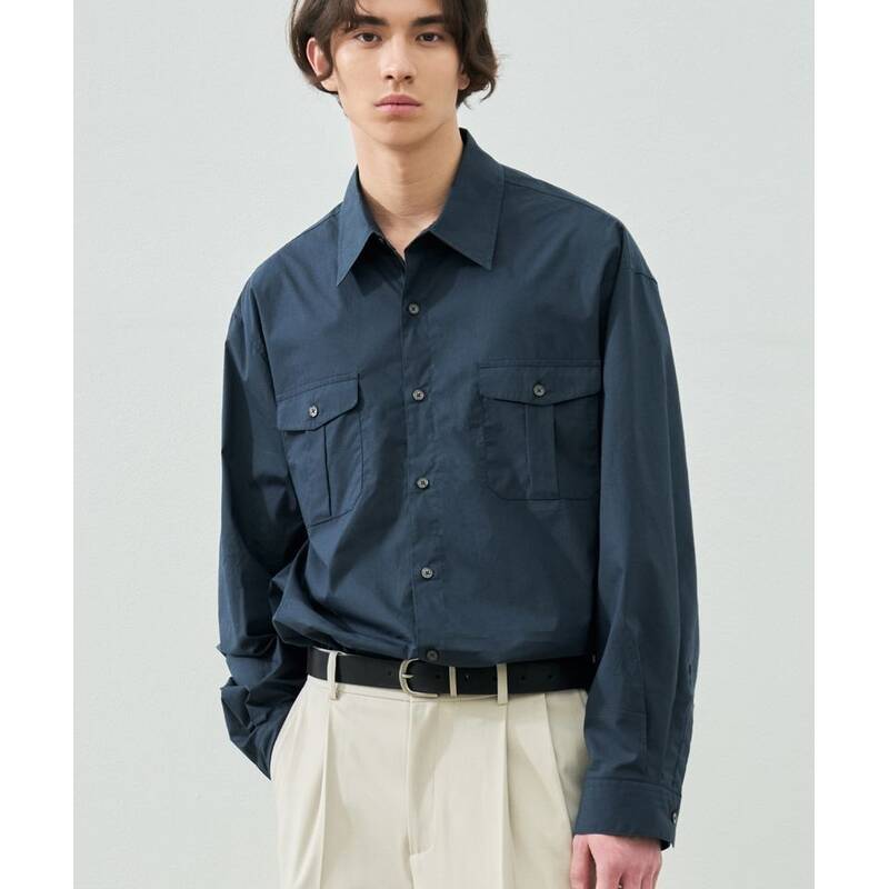 DRAW FIT ペーパーコットン アレックスシャツ [D.NAVY] DFSH4102DNV 372557