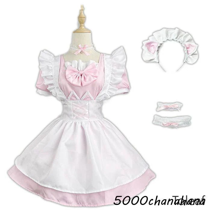 コスチューム ピンク 衣装 メイド 可愛い レディース 猫耳 コスプレ [本日のセール]メイド服 エプロン 大きいサイズ メイド 仮装 大きいサイズ かわいい