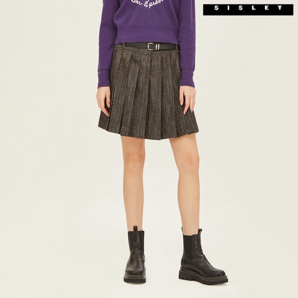 (シスレー) シスレーアベルリンクルミニスカート SASK34261_BK