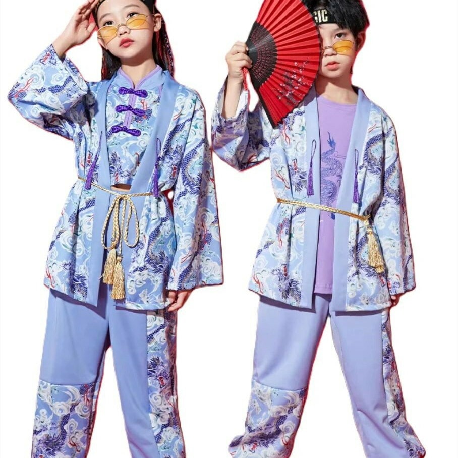 ！高品質ダンス衣装 キッズ セットアップ 和風 羽織 お祭り 女の子 男の子 派手 中華 子供服 ダンス衣装 ストリート カジュアル 120-160cm 演出服 舞台服 ステージ衣装 ダンス HIPH
