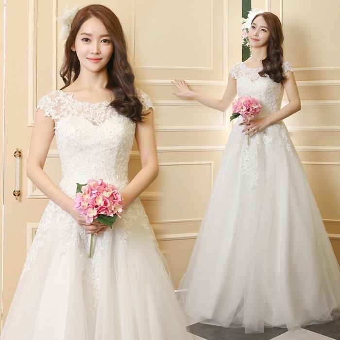 ウェディングドレス 白 結婚式 ロングドレス aラインドレス 安い ウエディングドレス 二次会 シンプル 花嫁 パーティードレス 披露宴 ブライダル wedding dress-580