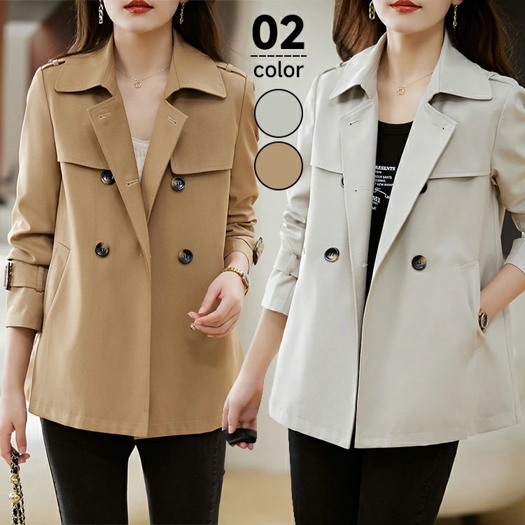 MAX12%OFF配布中！トレンチコート レディース 春 コート ショートコート スプリングコート トレンチコート 裹地付き 羽織り ショート丈 トレンチレンチコート アウター ゆったり 大きいサイズ