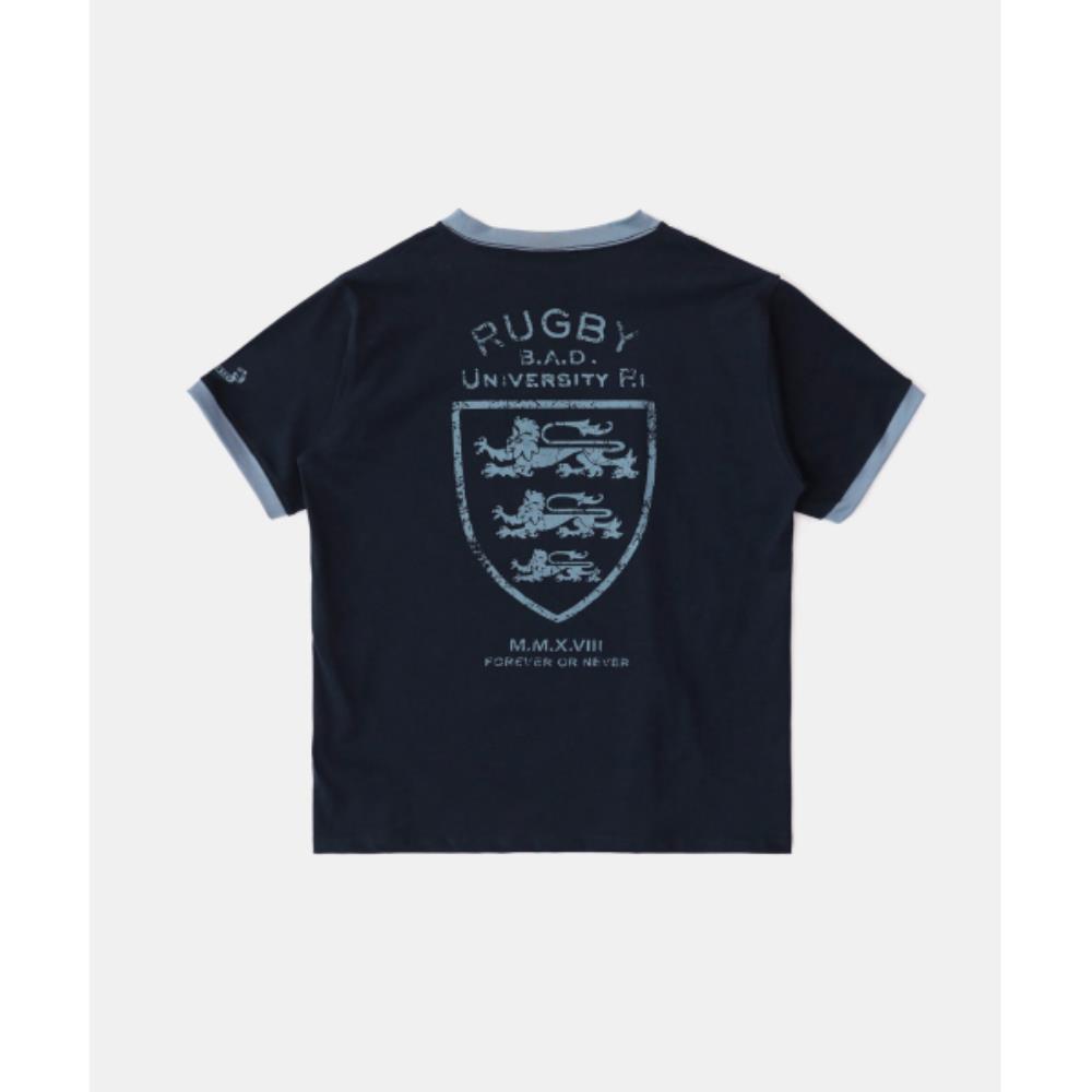 BADBLOOD Mystic Shield Print Ringer T-Shirt Navy w-tee25