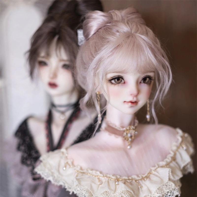 BJD ドール用ウィッグ モヘア 編みウィッグ 【蝶結び団子】 3色あり SD/MSDサイズ球体関節人形用 手入れ