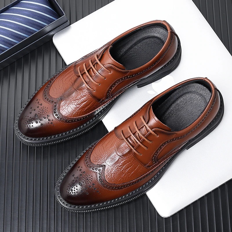 メンズクロコダイルレザーシューズビジネスフォーマルダービーレザーシューズスーツカジュアル英国メンズシューズ