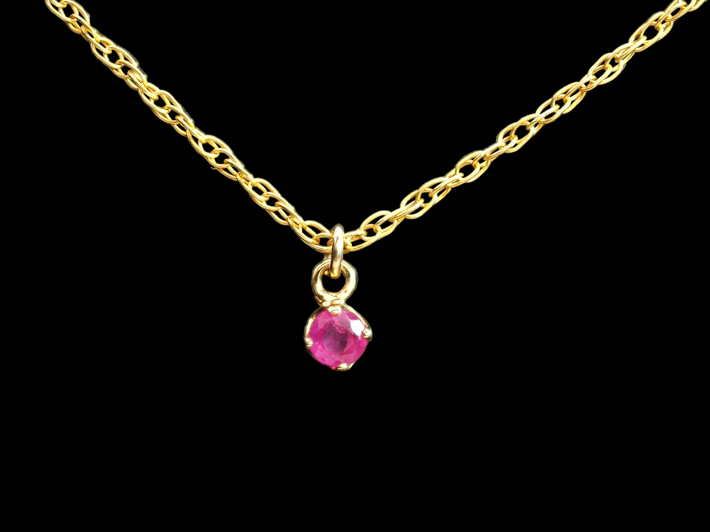 18金 一粒 ルビー ネックレス 18K YG イエローゴールド 小粒 上品 華奢 14K ジュエリー ペンダント 誕生日 バレンタイン