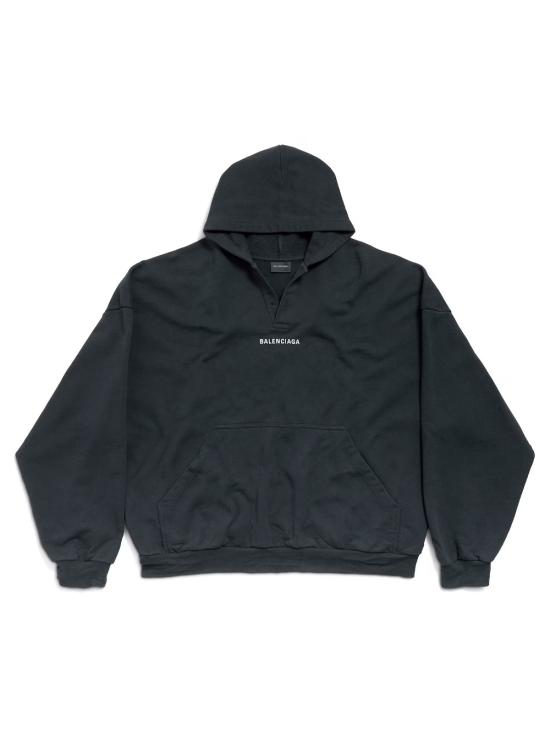 BALENCIAGA Men Hoodies 827939 TTVJ2 1569 FADED BLACK WHITE