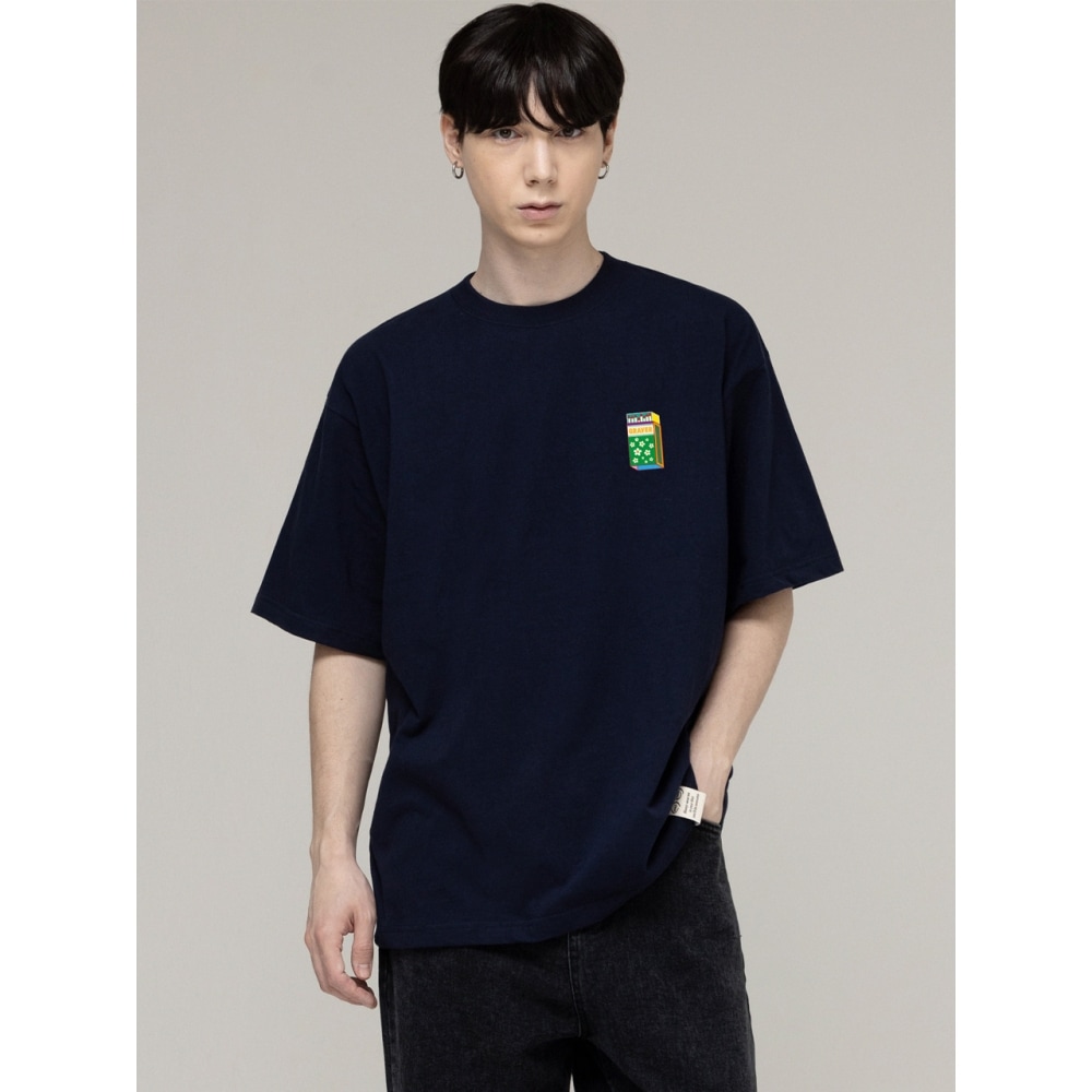GRAVER スモールマッチフラワースマイルショートスリーブ T シャツネイビー