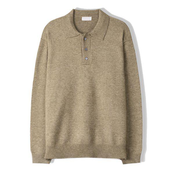 メンズベンコーシングルボタンカラーネックニット SG-KN-Q033-オートミール