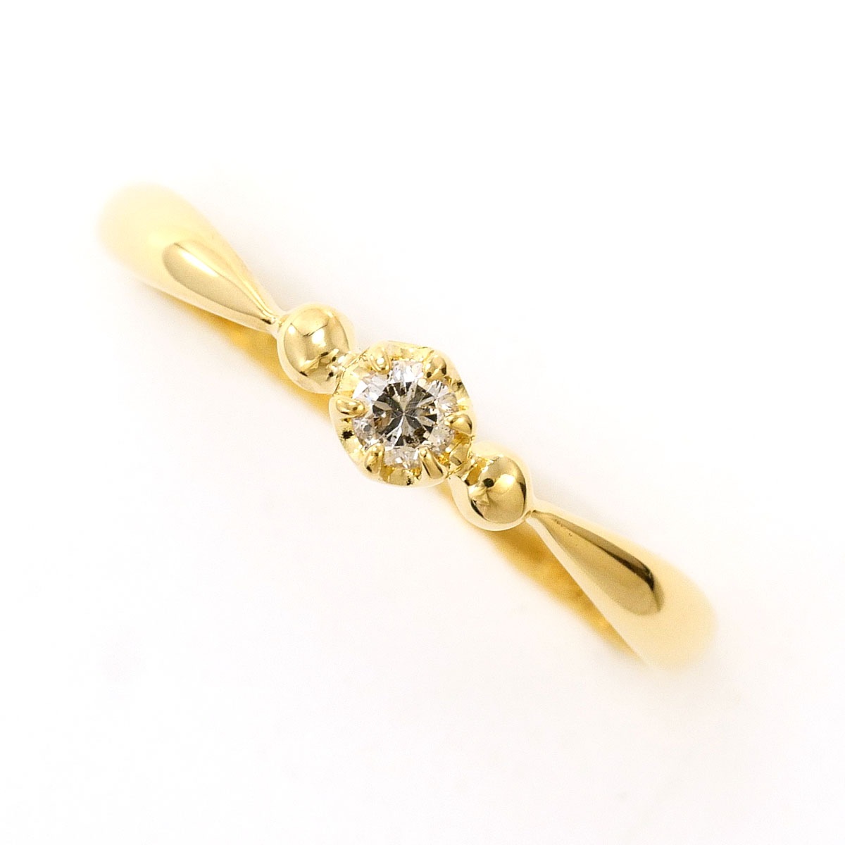 K18 18金 YG イエローゴールド リング・指輪 12.5号 ダイヤモンド 0.07ct 総重量約1.1g 中古