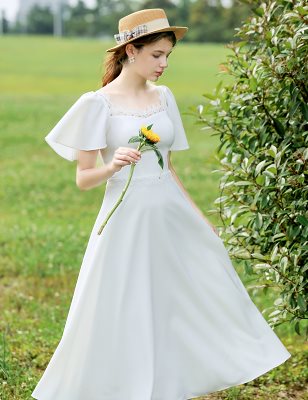 FANWEIMEI#2058 My little white dressマイリトルホワイトドレス結婚披露宴花嫁レースのドレス