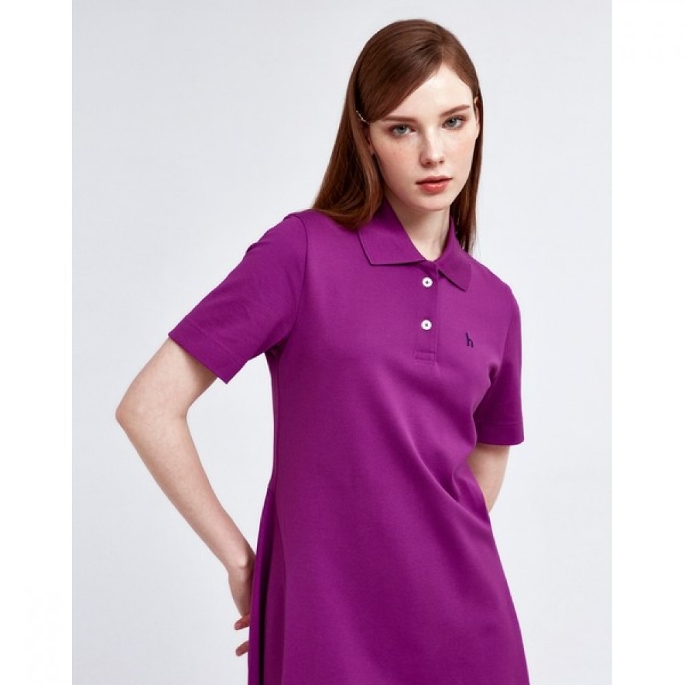 (ヘッジズレディース) 24SS バイオレットショートスリーブカラーフレアドレス HSDR4BC31V2