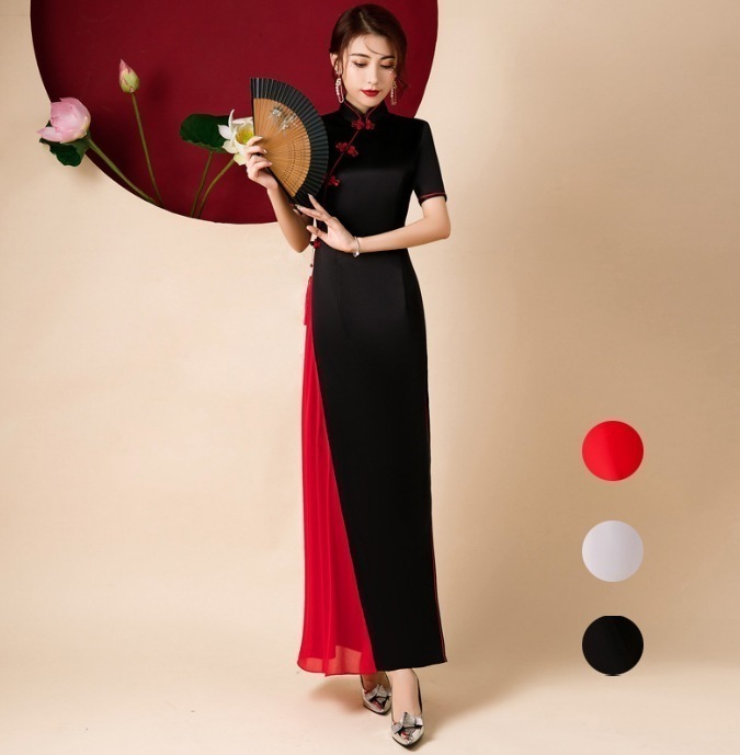 【本日限定】半袖 チャイナドレス マキシ 中華風 細身ドレス 花嫁 パーティードレス スリット入り チャイナ服 発表会 謝恩会 花嫁 中華風ドレス お呼ばれ 大きいサイズ マーメイド 中華服
