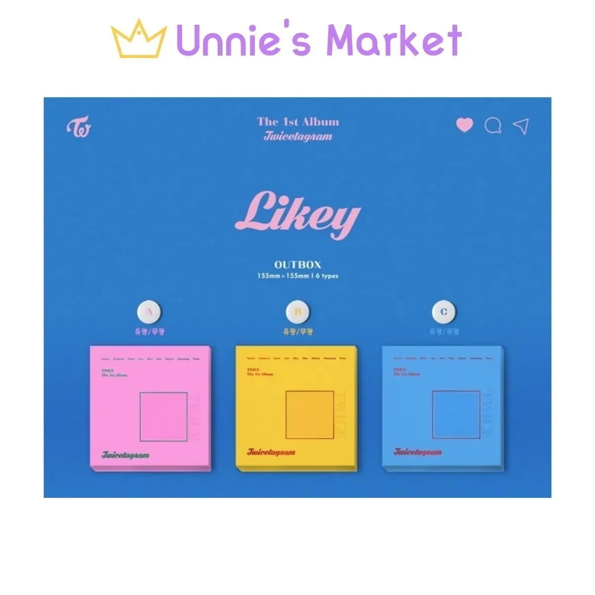 [SET] TWICE 1st Album LIKEY [Twicetagram] + Free Photocard 1EA(fan-made)