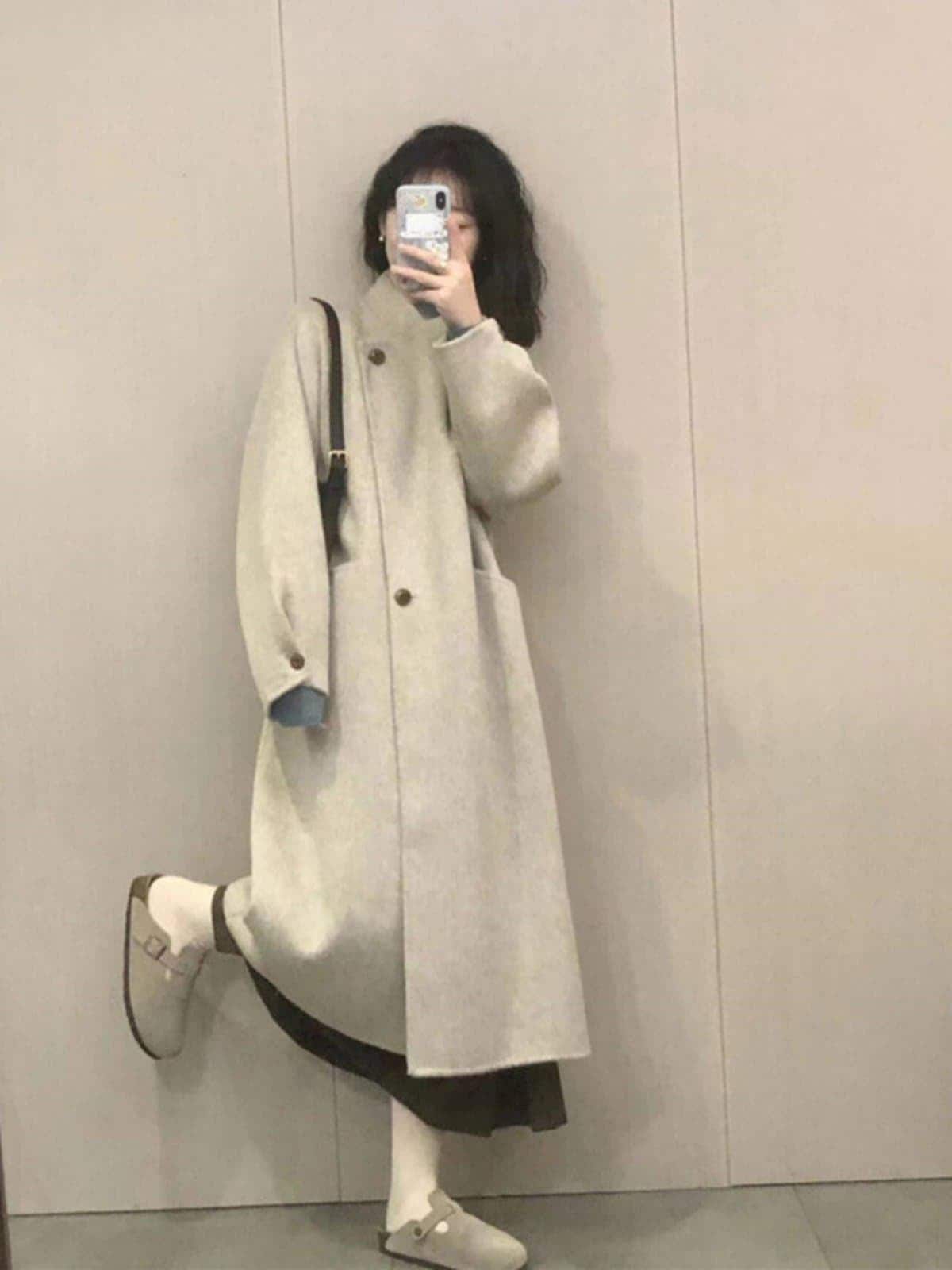 [高品質]小柄さんにこそ着てほしい ロングコート レディース 冬 ウール調 厚手 コート アウター 小さいサイズ グレー黒ドロップショルダーオーバーサイズ 韓国ファッション暖かい防寒真冬 2026